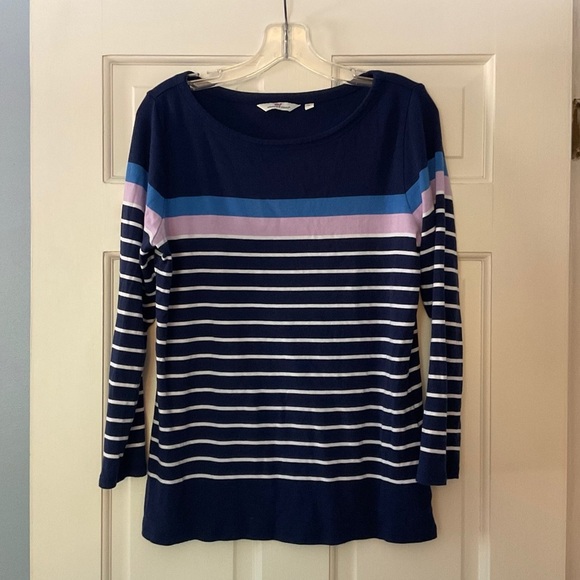 Vineyard Vines Soft Striped Tee Navy Blue Size L Made In Peru Nautical Preppy - Picture 1 of 7